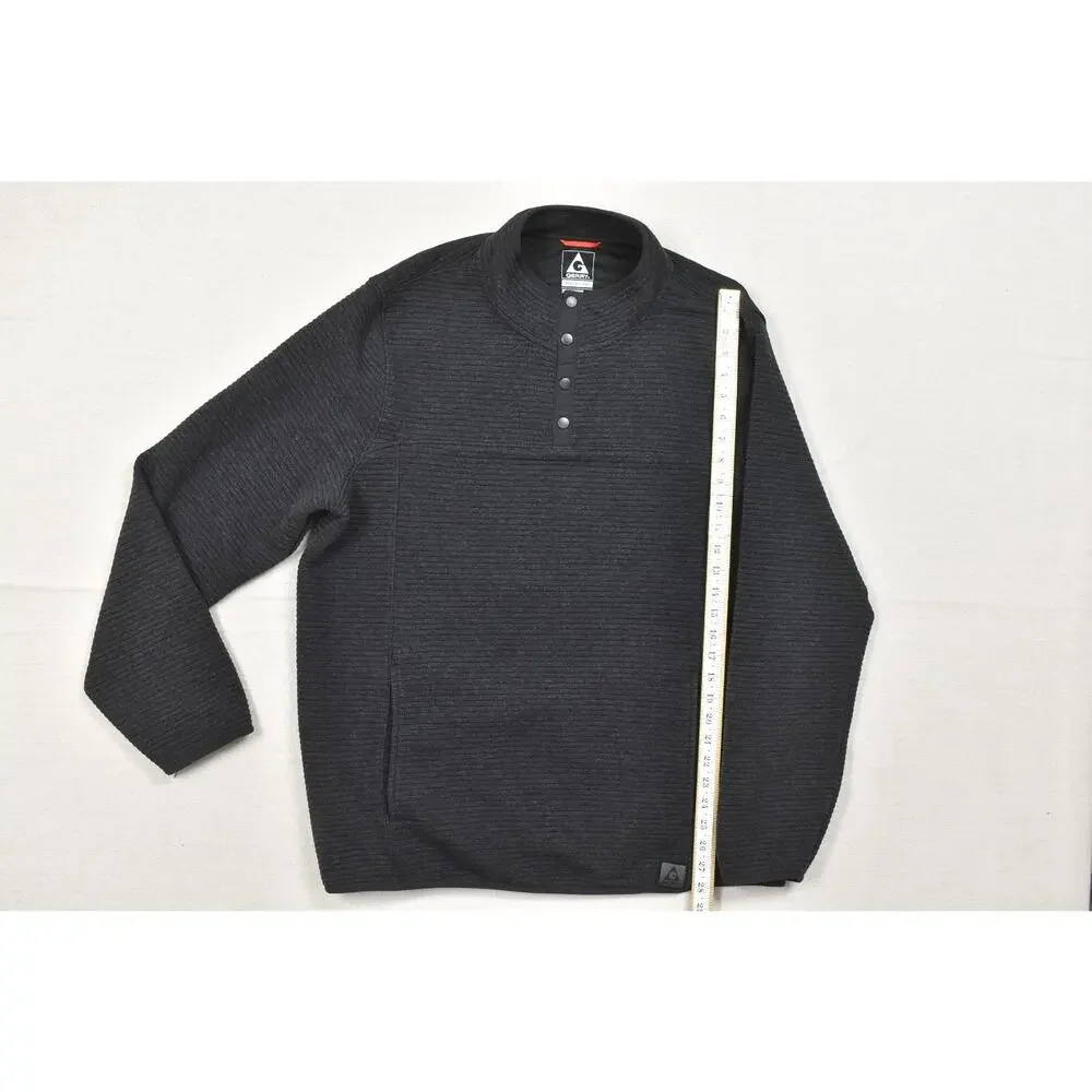 Gerry Mens XXL Black Ribbed Textured Quarter Snap Pullover Sweater Pockets 13521